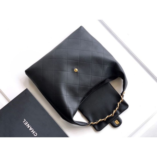 Repliche Borsa hobo Chanel Maxi AS5839 Pelle di vitello nera Imitazioni False Online