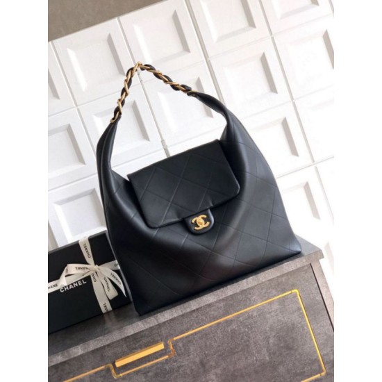 Repliche Borsa hobo Chanel Maxi AS5839 Pelle di vitello nera Imitazioni False Online