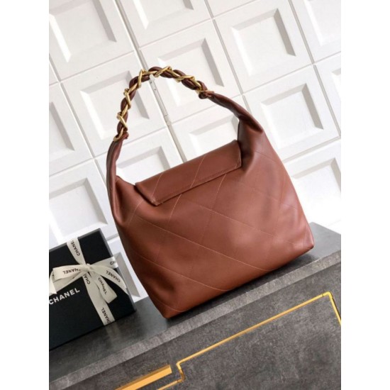 Repliche Borsa hobo Chanel Maxi AS5839 Pelle di vitello marrone Imitazioni False Online