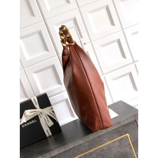 Repliche Borsa hobo Chanel Maxi AS5839 Pelle di vitello marrone Imitazioni False Online