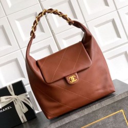 Repliche Borsa hobo Chanel Maxi AS5839 Pelle di vitello marrone Imitazioni False Online