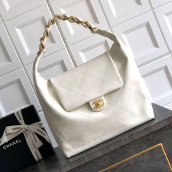 Repliche Borsa hobo Chanel Maxi AS5839 Pelle di vitello bianca Imitazioni False Online