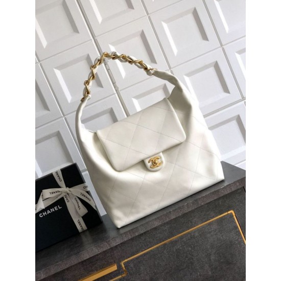 Replica Borsa hobo Chanel Maxi AS5839 Pelle di vitello bianca Imitazioni False Repliche Borsa hobo Chanel Maxi AS5839 Pelle di vitello bianca Imitazioni False Online