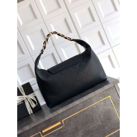 Repliche Borsa hobo Chanel AS5838 Pelle di vitello nera Imitazioni False Online