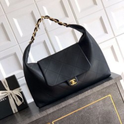 Repliche Borsa hobo Chanel AS5838 Pelle di vitello nera Imitazioni False Online
