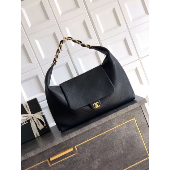 Repliche Borsa hobo Chanel AS5838 Pelle di vitello nera Imitazioni False Online
