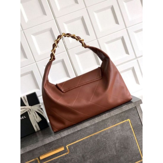 Repliche Borsa hobo Chanel AS5838 Pelle di vitello marrone Imitazioni False Online