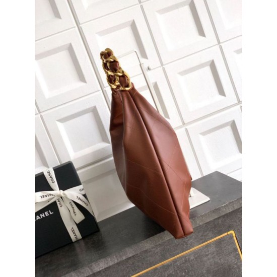 Repliche Borsa hobo Chanel AS5838 Pelle di vitello marrone Imitazioni False Online