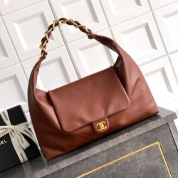 Repliche Borsa hobo Chanel AS5838 Pelle di vitello marrone Imitazioni False Online