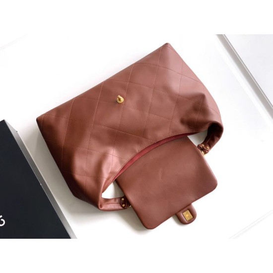 Repliche Borsa hobo Chanel AS5838 Pelle di vitello marrone Imitazioni False Online