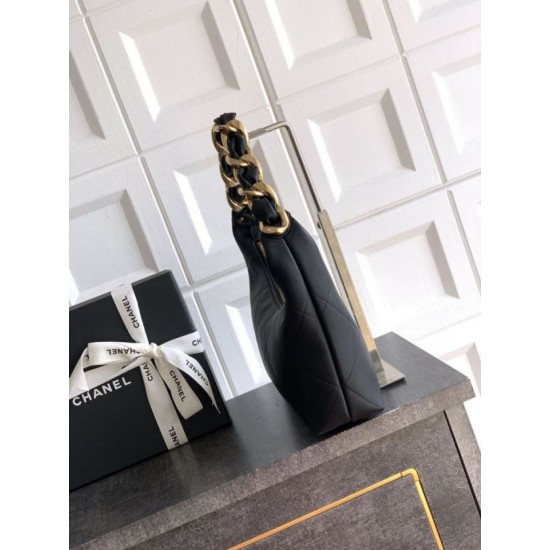 Repliche Borsa Hobo Chanel Piccola AS5837 Pelle di Vitello Nera Imitazioni False Online
