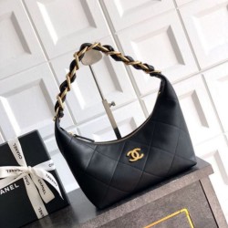 Repliche Borsa Hobo Chanel Piccola AS5837 Pelle di Vitello Nera Imitazioni False Online