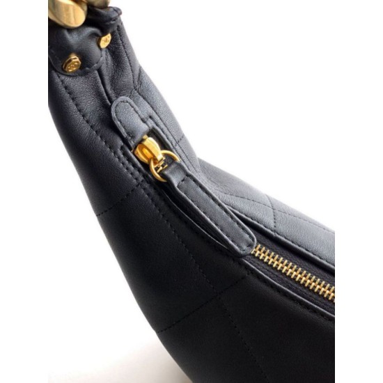 Repliche Borsa Hobo Chanel Piccola AS5837 Pelle di Vitello Nera Imitazioni False Online