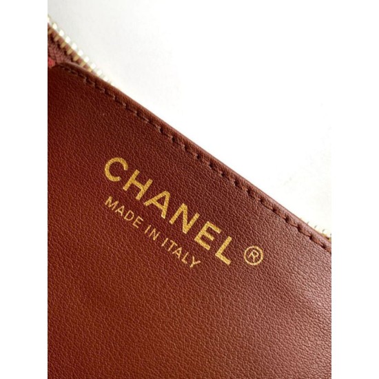 Repliche Borsa Hobo Chanel Piccola AS5837 Pelle di Vitello Marrone Imitazioni False Online