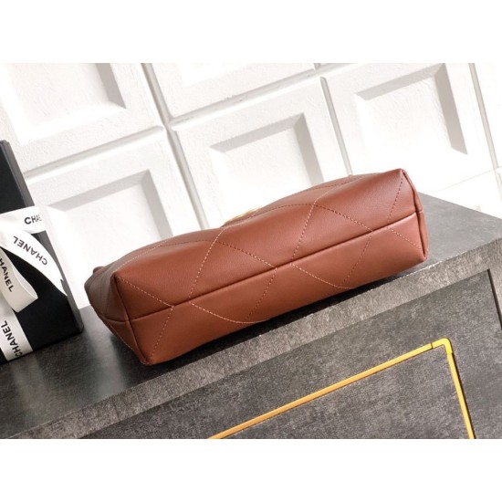 Repliche Borsa Hobo Chanel Piccola AS5837 Pelle di Vitello Marrone Imitazioni False Online