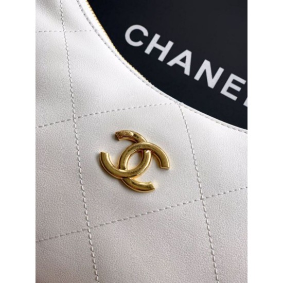 Repliche Borsa Hobo Chanel Piccola AS5837 Pelle di Vitello Bianca Imitazioni False Online