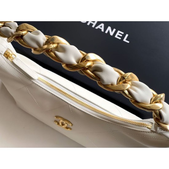 Repliche Borsa Hobo Chanel Piccola AS5837 Pelle di Vitello Bianca Imitazioni False Online