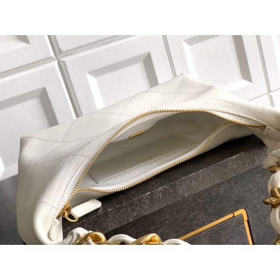 Repliche Borsa Hobo Chanel Piccola AS5837 Pelle di Vitello Bianca Imitazioni False Online