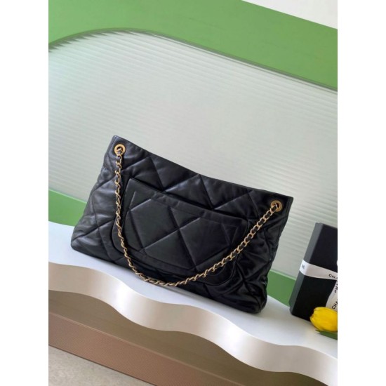 Repliche Borsa Shopping Chanel AS5740 Pelle di Agnello Nera Imitazioni False Online
