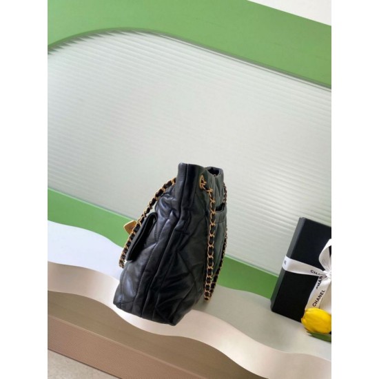Repliche Borsa Shopping Chanel AS5740 Pelle di Agnello Nera Imitazioni False Online