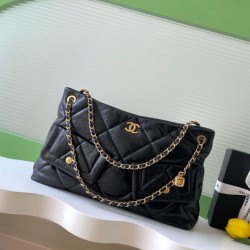Repliche Borsa Shopping Chanel AS5740 Pelle di Agnello Nera Imitazioni False Online