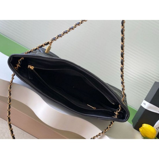 Repliche Borsa Shopping Chanel AS5740 Pelle di Agnello Nera Imitazioni False Online