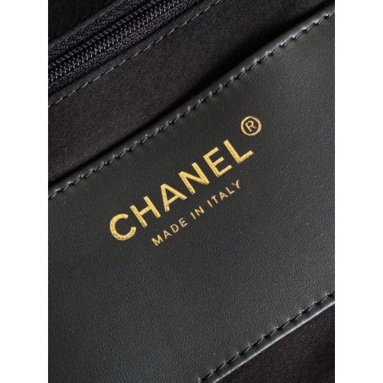 Repliche Borsa Shopping Chanel AS5740 Pelle di Agnello Nera Imitazioni False Online