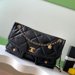 Repliche Borsa Maxi Flap Chanel AS5727 Pelle di Agnello Nera Imitazioni False Online