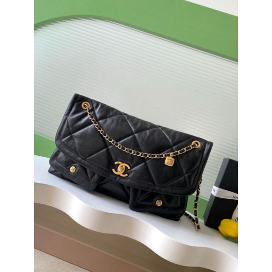 Repliche Borsa Maxi Flap Chanel AS5727 Pelle di Agnello Nera Imitazioni False Online