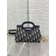 Repliche Mini borsa a mano Dior Jolie Dior Oblique jacquard S3123 Blu Imitazioni False Online