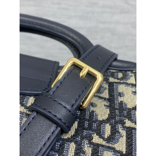 Repliche Mini borsa a mano Dior Jolie Dior Oblique jacquard S3123 Blu Imitazioni False Online