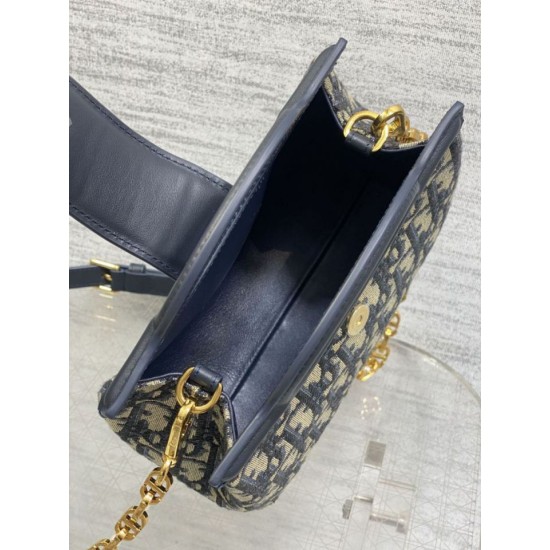 Repliche Mini borsa a mano Dior Jolie Dior Oblique jacquard S3123 Blu Imitazioni False Online