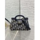 Repliche Mini borsa a mano Dior Jolie Dior Oblique jacquard S3123 Blu Imitazioni False Online