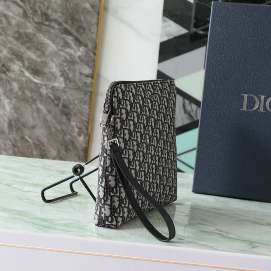 Repliche pochette Dior A4 cerniera borsa Dior Oblique nera Imitazioni False Online