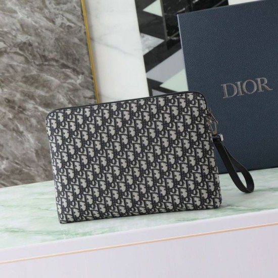 Repliche pochette Dior A4 cerniera borsa Dior Oblique nera Imitazioni False Online