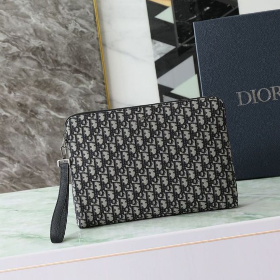 Repliche pochette Dior A4 cerniera borsa Dior Oblique nera Imitazioni False Online