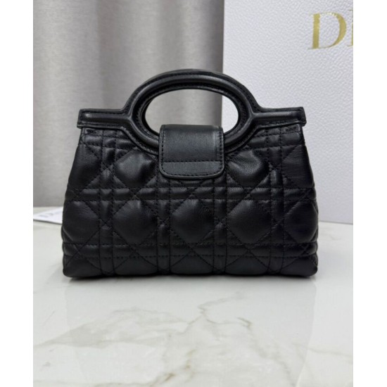 Repliche Mini borsa a mano Dior Jolie Cannage S3123 Nero Imitazioni False Online