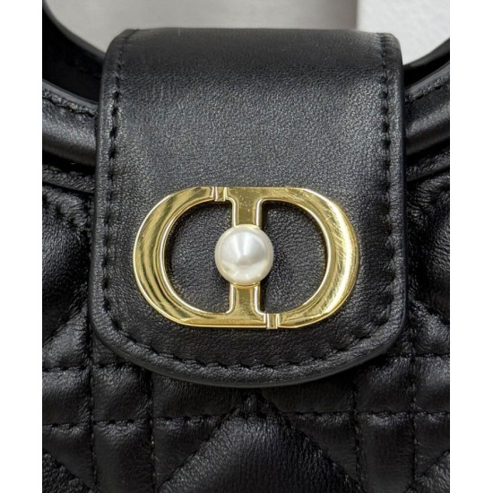 Repliche Mini borsa a mano Dior Jolie Cannage S3123 Nero Imitazioni False Online