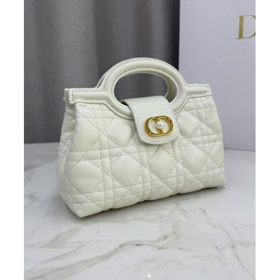Repliche Mini borsa a mano Dior Jolie Cannage S3123 Beige Imitazioni False Online