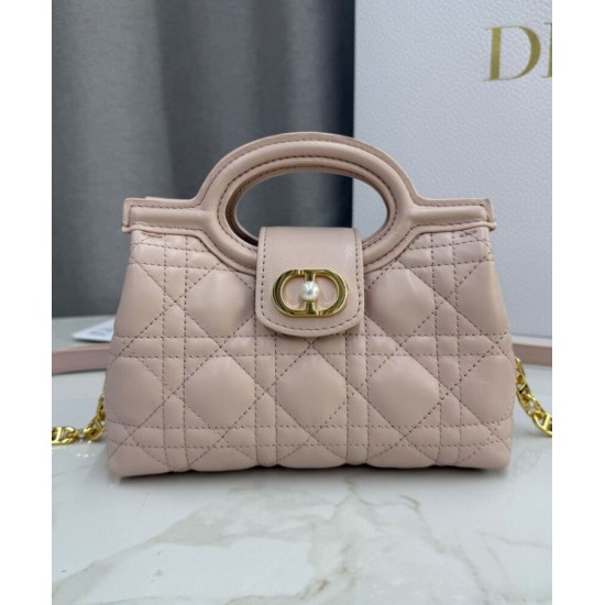 Repliche Mini borsa a mano Dior Jolie Cannage S3123 Rosa Imitazioni False Online