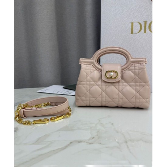 Repliche Mini borsa a mano Dior Jolie Cannage S3123 Rosa Imitazioni False Online