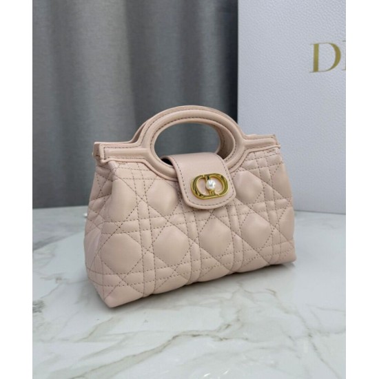 Repliche Mini borsa a mano Dior Jolie Cannage S3123 Rosa Imitazioni False Online