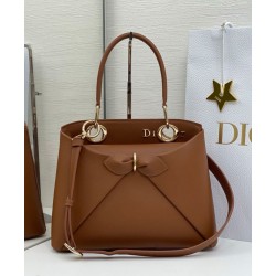 Repliche Dior CD 26SS Borsa tote con fiocco color caffè Imitazioni False Online