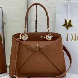 Repliche Dior CD 26SS Borsa tote con fiocco color caffè Imitazioni False Online