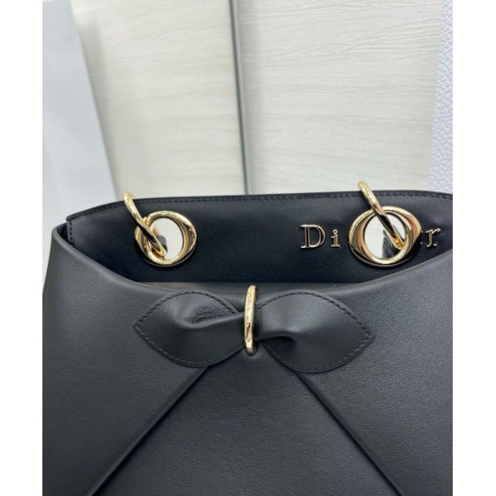 Repliche Borsa tote Dior CD 26SS con fiocco Nero Imitazioni False Online