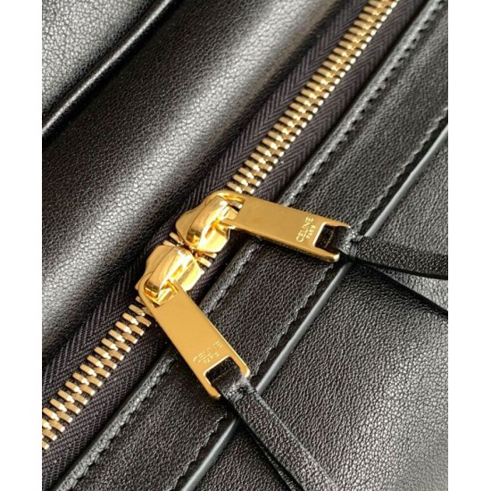 Repliche Borsa tote a spalla media Luggage Celine morbida pelle di agnello lucida nera Imitazioni False Online
