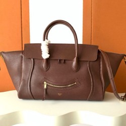 Repliche Borsa tote a spalla media Luggage Celine morbida pelle di agnello lucida malva Imitazioni False Online