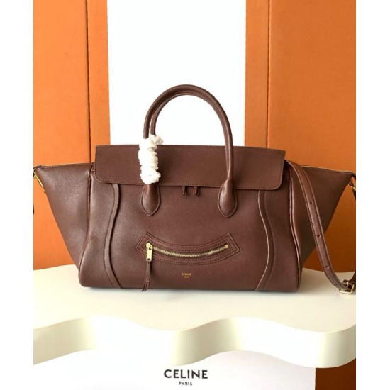 Repliche Borsa tote a spalla media Luggage Celine morbida pelle di agnello lucida malva Imitazioni False Online