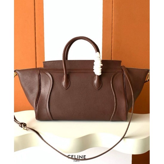 Repliche Borsa tote a spalla media Luggage Celine morbida pelle di agnello lucida malva Imitazioni False Online