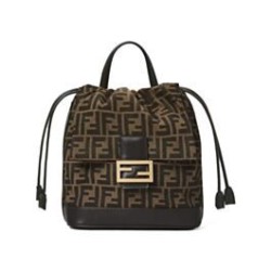 Repliche Zaino con coulisse in tessuto jacquard FF Fendi 8BZ057 Caffè Imitazioni False Online